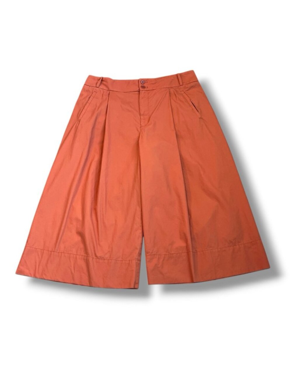 by Anthropologie Cropped Wide-Leg Trousers Culottes size 14 pleated Orange - Picture 3 of 10